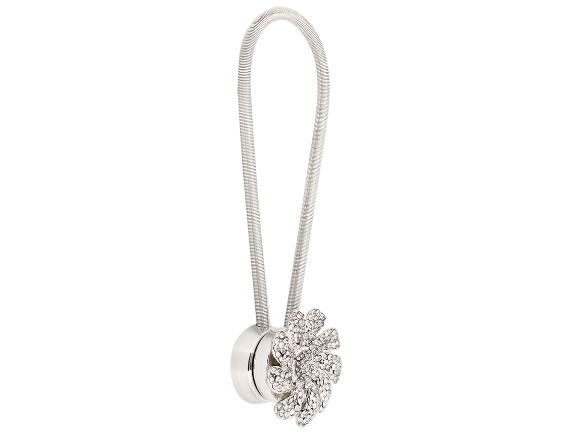 Hebilla Magnética Para Sujetar Cortinas, Con Un Bonito Diseño Floral Y Diamantes De Imitación, Fabricada En Aleación Duradera.