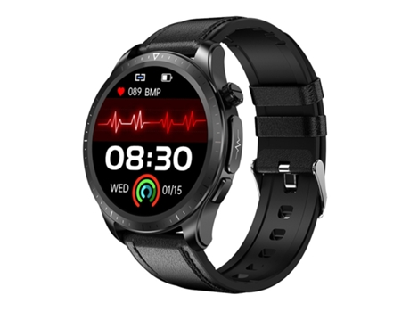 Smartwatch E420 con pantalla a color de 1,39'', correa de cuero, soporte para monitoreo/monitoreo de frecuencia cardíaca
