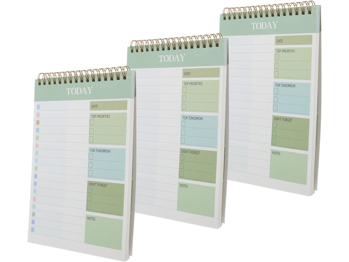 Cuaderno De Planificación Verde Tamaño A5, Juego De 3 Cuadernos Sin Fecha Con Encuadernación En Espiral.