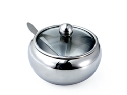 Azucarero, azucarero de acero inoxidable con tapa y cuchara, recipiente pequeño para condimentos MEOIRUERY