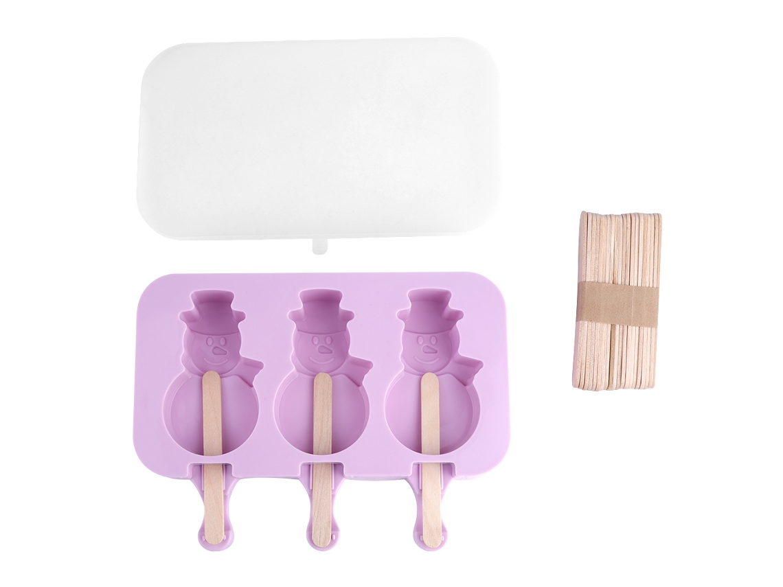 Molde de silicona para helado (3 cavidades), color morado