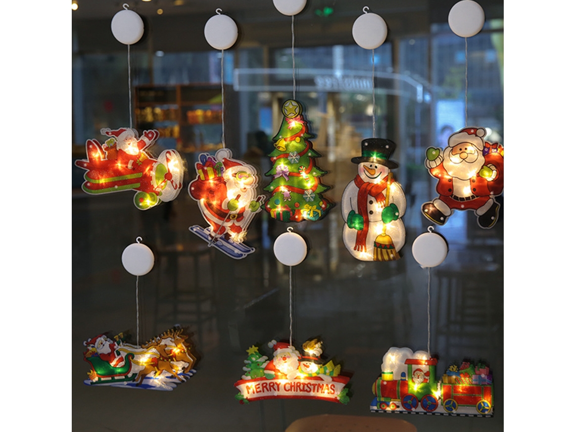 Decoraciones Navideñas Led Con Papá Noel – Luces Colgantes A Pilas (diseño De Muñeco De Nieve)