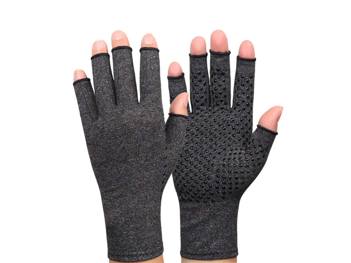 2026-guantes Deportivos De Media Falange Antideslizantes Transpirables Con Compresión Para Artritis Talla L Gris Heather