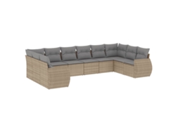 Maison Exclusive - Juego De Sofás Jardín Con Cojines Beige 10 Pzas Ratán Sintético