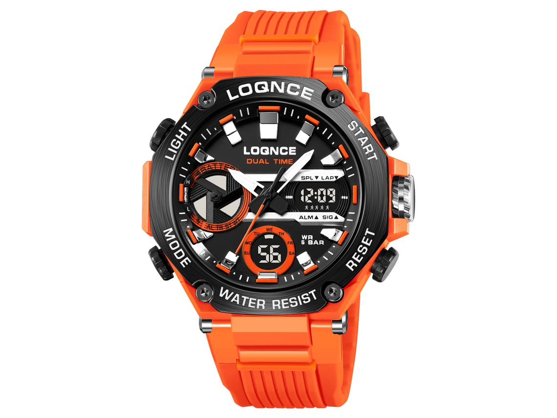 Reloj De Pulsera Electrónico Luminoso E Impermeable (naranja), Reloj Multifuncional Para Estudiantes, Caja Octogonal.