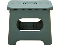 Taburete plegable de plástico portátil y compacto con asa (grande, verde)