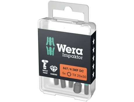 Puntas Impaktor TORX, 5 piezas 867/4 IMP DC TORX 20 x 50 mm DIY-Box WERA 05057664001