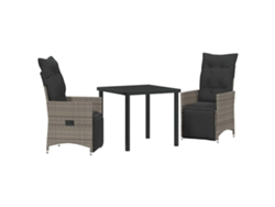 Conjunto De Comedor De Jardín 3 Uds | Mueble De Jardín Gris Ratán Sintético