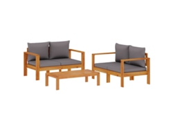 Maison Exclusive - Conjunto de sofá de jardín de 3 piezas con cojines, madera maciza de acacia.