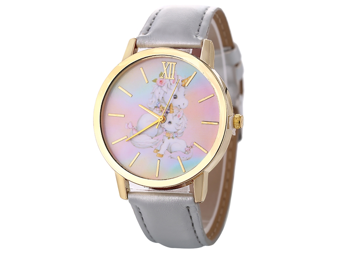 Reloj De Pulsera De Aleación Moda Dial Redondo Analógico Cuarzo Para Mujer Gris