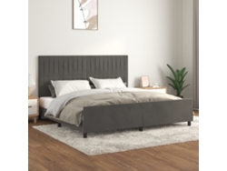 Estructura Cama Sin Colchón Terciopelo Gris Oscuro 200x200 Cm