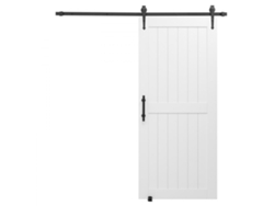 Puerta corredera estilo granero de MDF blanco de 914 x 2134 mm con kit silencioso y resistente Tekmaquinas