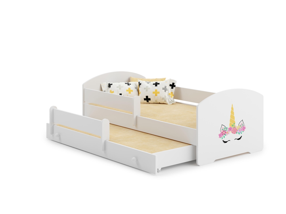 Cama Infantil FURNLUX Luk (Blanco, Madera Contrachapada - 85X164X63 Cm / 80X160 Cm)