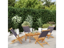 Sillas de jardín plegables DKD Home Decor de 4 piezas, antracita, tela/madera maciza