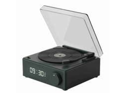 Reloj Despertador Con Altavoz De Disco De Vinilo Giratorio Estilo Retro De 360 Grados, Estéreo Inalámbrico, Con