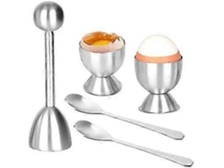 Juego de cortador de huevos de acero inoxidable con cucharas y tazas para huevos duros y cocidos. Everley891