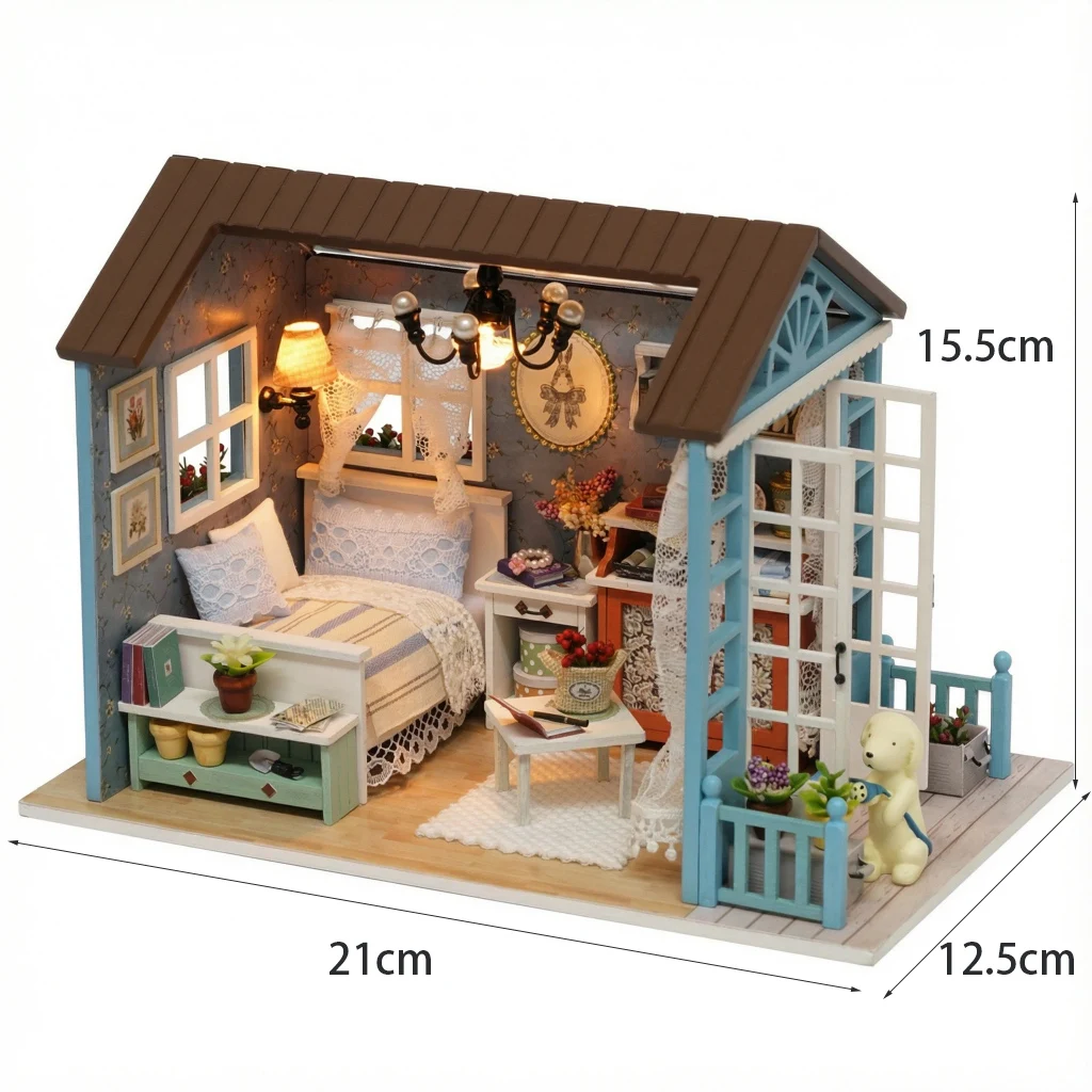 Kit De Montaje De Modelo De Cabaña De Madera 3d Para Armar "bosque Azul"
