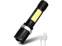 Linterna Led Recargable 600 Lm, 3 Modos, Ipx5 Impermeable, Clase Energética A+