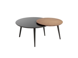 Mesa De Centro Madera Luzon MOMMA HOME (Roble - Melamina -Ø80/Ø59,5x41/43,5 cm)