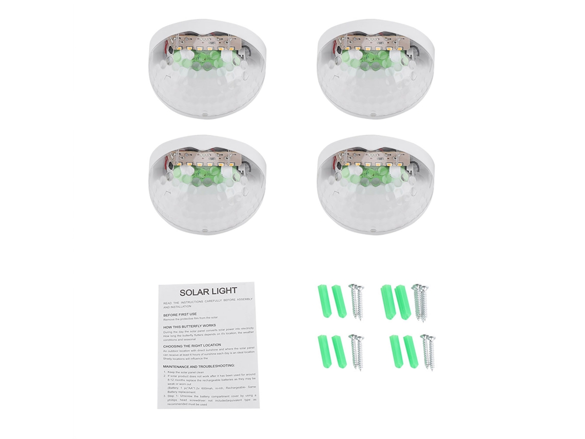 2026-4 Piezas Luces Led Solares Exteriores Impermeables Para Pared Del Patio (blanco)