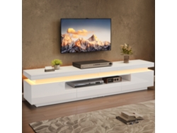 Mueble Para Tv De 175x38x45cm Con Iluminación Led, 2 Armarios Y 1 Cajón De Hasta 75".