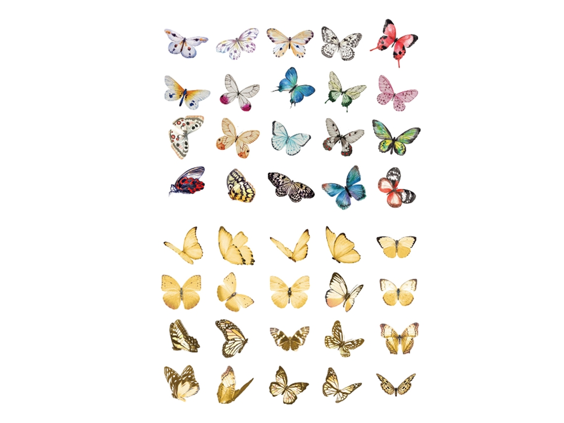 Juego surtido de pegatinas transparentes de mariposas, pegatinas impermeables para monopatín y portátil RNEMITERY