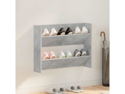 Zapatero | Armario Zapatero De Pared Madera Contrachapada Gris Hormigón 80x18x60cm