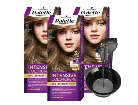 3 X Rubio Medio N6 7-0 Icc Paleta de tintes para el cabello Color permanente Peinado Juego de herramientas para colorear SCHWARZKOPF