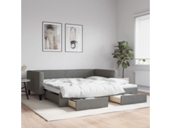 Sofá Cama Nido Con Cajones Tela Gris Oscuro 100x200 Cm