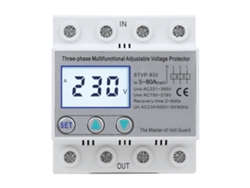 Protetor De Tensão Ajustável Trifásico Lcd Auto-resetável Stvp-932 230v 400vac 50a