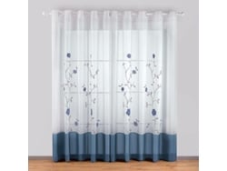 2026-3593-cortina Transparente De Encaje Floral Linjou 1 Panel 140x260cm Azul Para Dormitorio Cocina Salón 140cm X 260cm