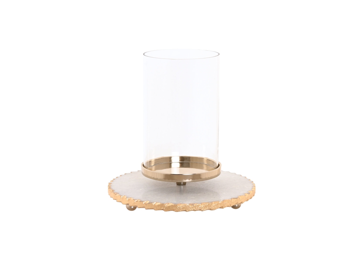Candelabro de mármol y cristal blanco de 25x25x27cm ALEXANDRA HOUSE LIVING
