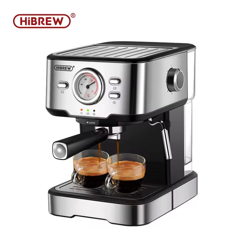 Cafetera Cafetera 20 Bar Espresso Acero Inoxidable Semiautomática Expresso Cappuccino Agua Caliente Vapor Pantalla de Temperatura H5 Hibrew