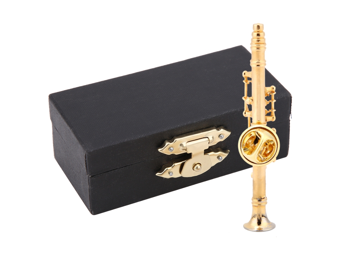 Broche De Clarinete Dorado, Mini Instrumento Musical Con Caja De Regalo.