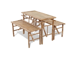 Mesa de cerveza con 2 bancos de 100 cm de bambú Dkd Home Decor