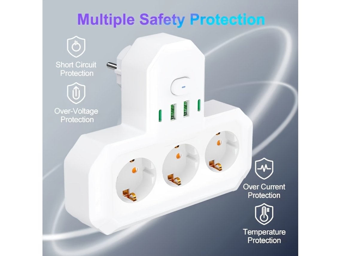 2026 Nuevo Enchufe/cable Alargador Con Protección Automática Contra Hub Estación De Acoplamiento Adaptador