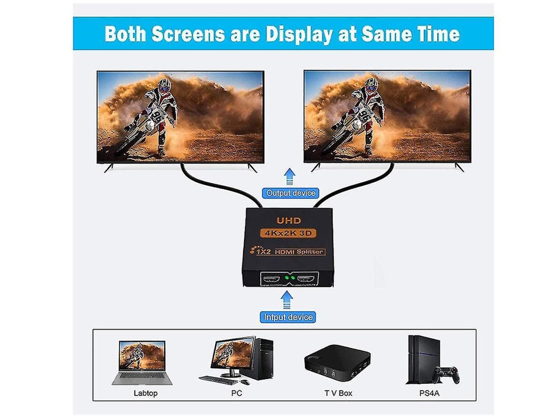 Adaptador Divisor Hdmi 1 en 2 Salida 3D 4K 1080P YIZHOOD Inf181 Negro