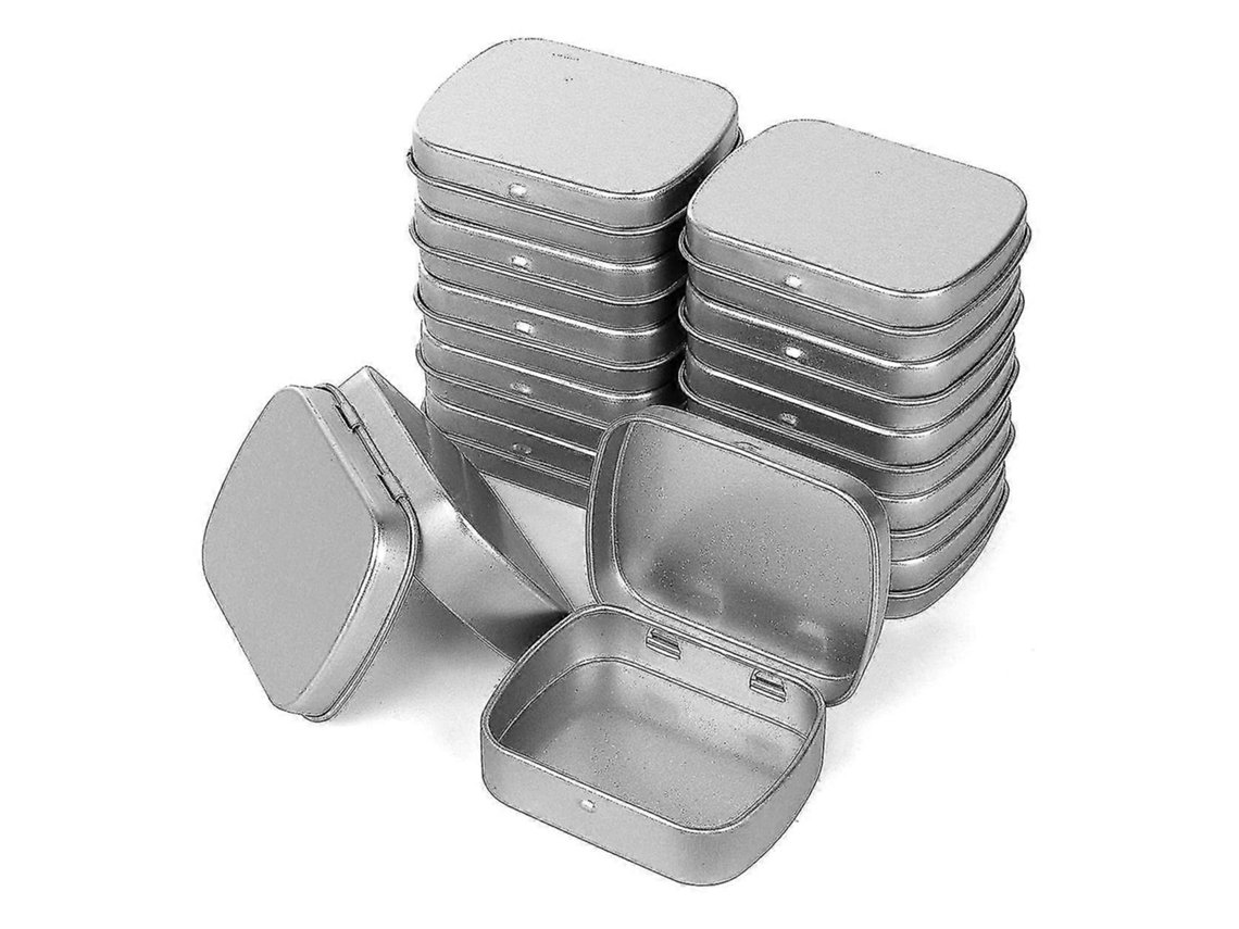 Caixas de metal com dobradiça tipo Tampa para armazenar chocolates, comprimidos, joias e pequenos objetos - Lata retangular dourada