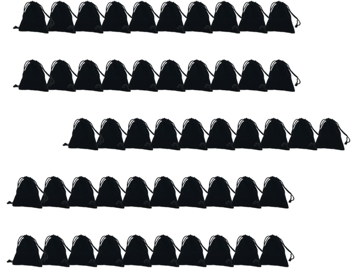 Juego 50 Bolsitas Terciopelo Negro Almacenamiento Práctico Joyas Objetos Pequeños Ligeras Portátiles Cierre