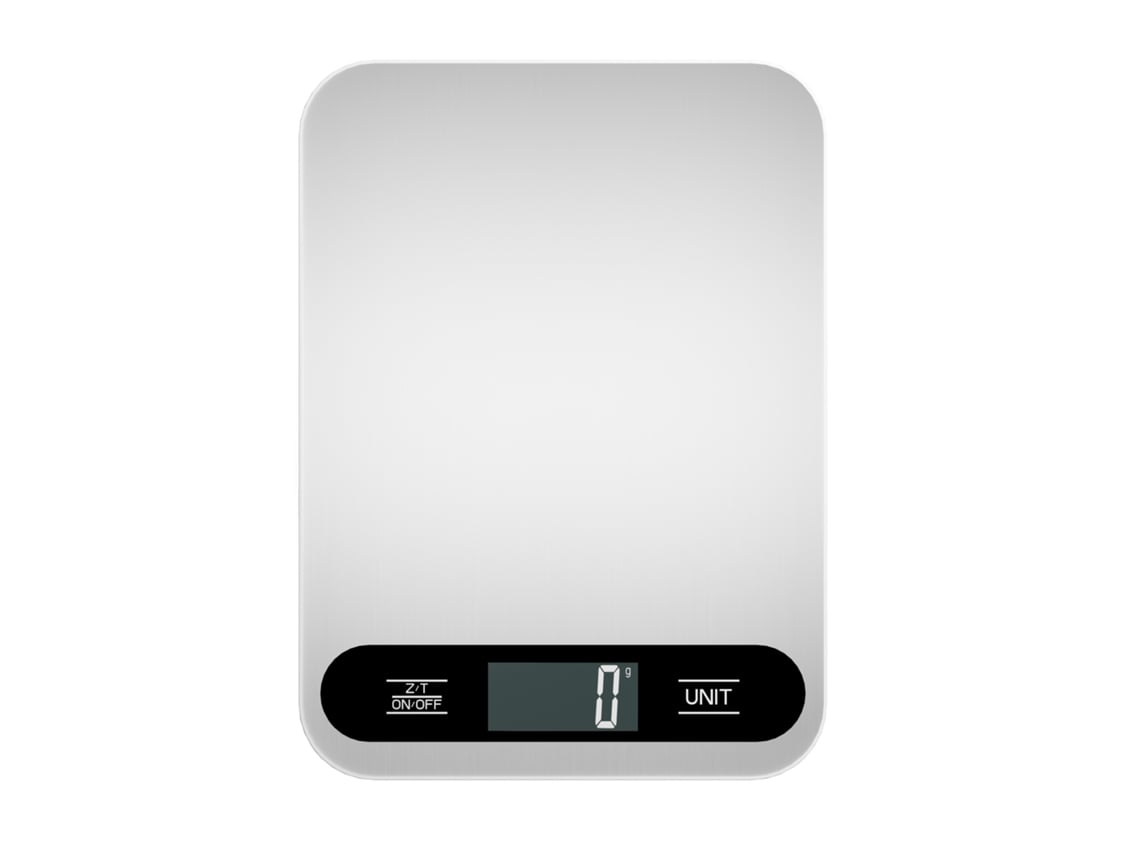 Báscula de cocina de acero inoxidable, 5 kg/1 g, negra y recargable. Ideal para alimentos y pequeñas tareas culinarias. Sfushos