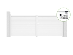 Portón abatible 4m CARPATIA H.160cm aluminio blanco motorización HICKER B200 CASANOOV