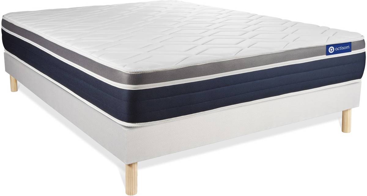Pack Actiflex Confort 120x220cm somier muelles ensacados y espuma 3 zonas de blanco conjunto 120x220