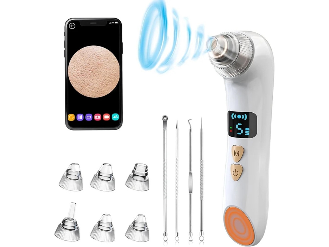 Aspiradora removedora de puntos negros con pantalla LED, 3 modos de calor, 5 niveles de succión, recargable por USB, adecuada para mujeres y YIZHOOD