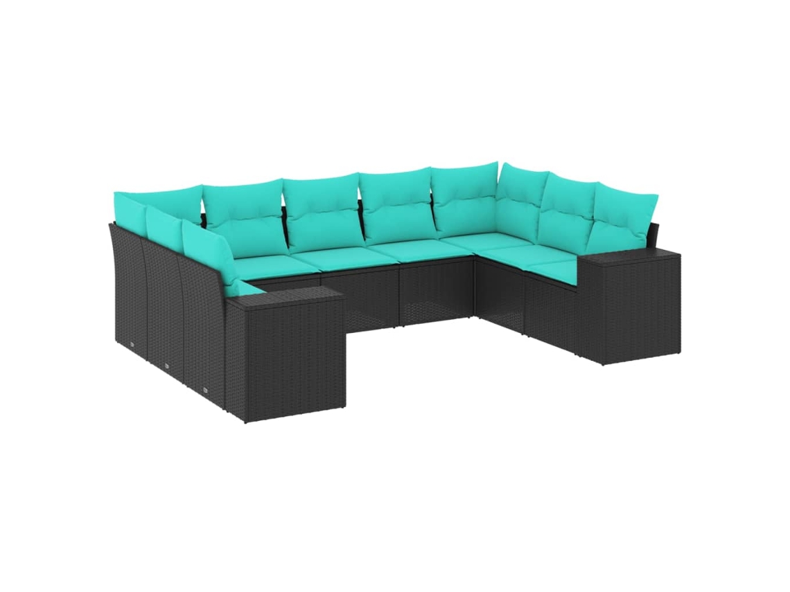 Maison Exclusive - Conjunto De Sofá De Jardín De 9 Piezas Con Cojines, De Poliratán Negro