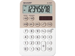 Calculadora Básica SHARP EL-760R Beige y Blanco (8 dígitos)