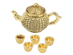 Juego De Tetera Y Taza En Miniatura, Aleación De Metal, Escala 1:12, Juguete De Decoración Para Casa De Muñecas