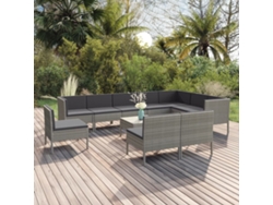 Conjunto de jardín de 11 piezas con cojines, ratán gris, DKD Home Decor