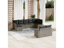 Conjunto de sofá de jardín de 9 piezas con cojines de mimbre gris de DKD Home Decor