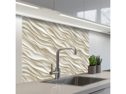 Salpicaderos De Cocina Olas - Blanco - Minimalista 100x80 Cm