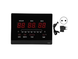 Reloj de pared digital LED con calendario perpetuo, visualización de temperatura y fecha, 100-240 V